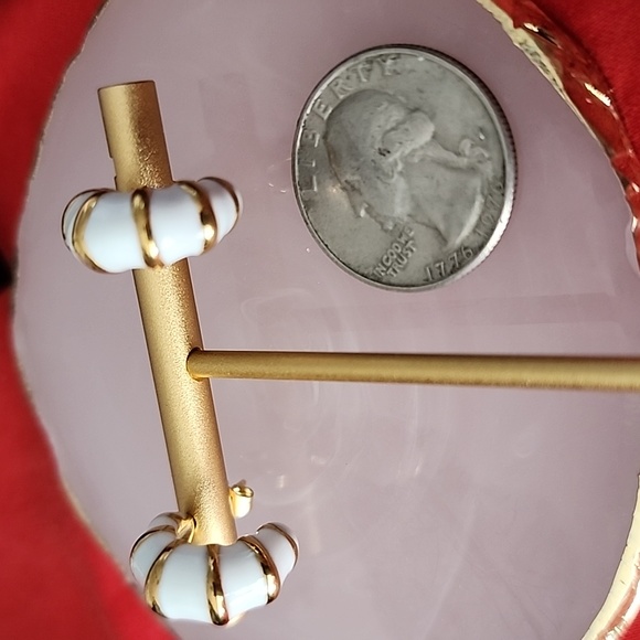 Gold & White Post Earrings - Picture 6 of 6